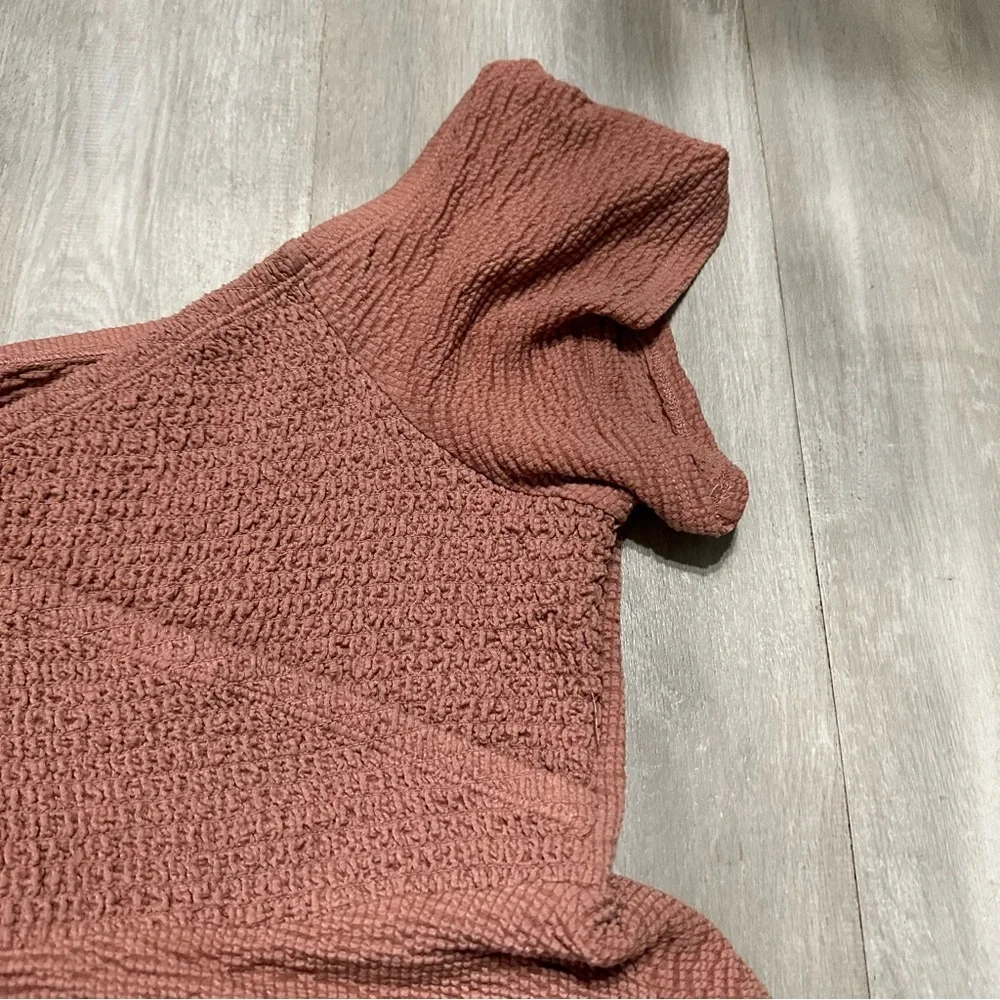 Torrid Dusty Pink Smocked Knit V Neck Top Sz 3X - Picture 6 of 8